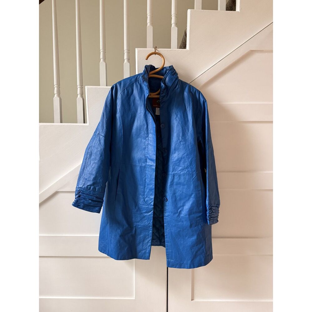 Marc Mattis Cobalt Blue Genuine Leather Coat | Medium